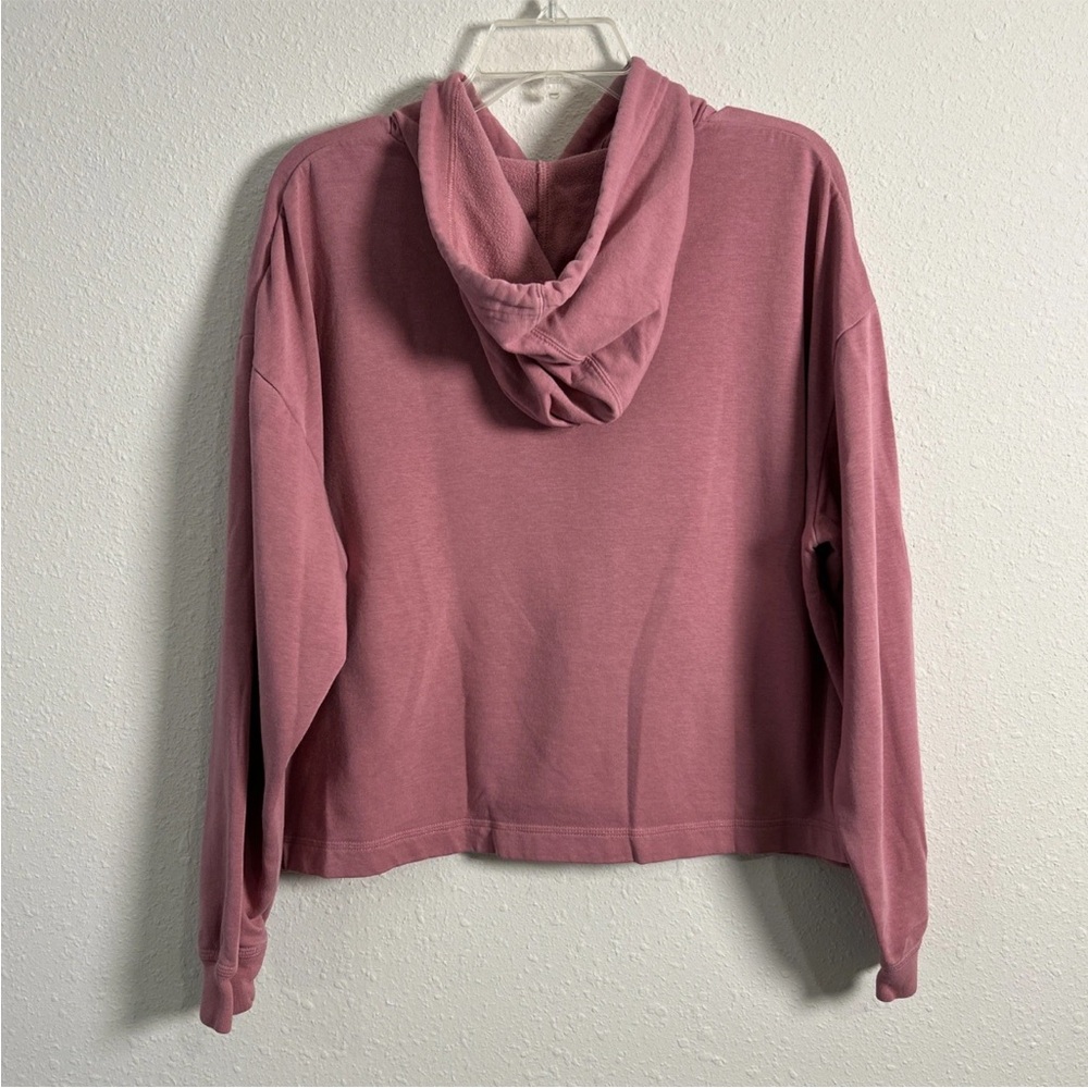 Nike Hoodie Womens Lg Pink Fleece Center Textured Swoosh Logo Slightly Cropped - Picture 6 of 9